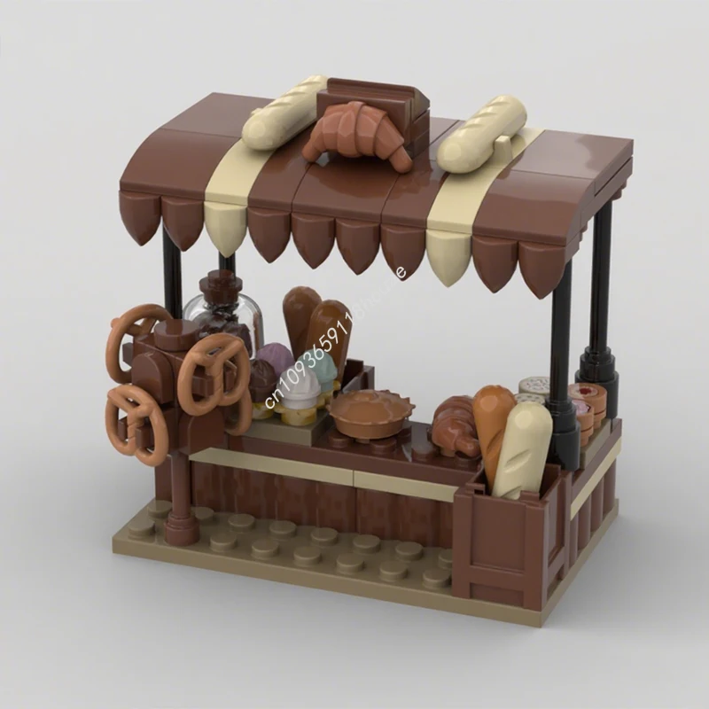 

111 шт. MOC подставка для хлебобулочных изделий, городские строительные блоки, рождественский расслабляющий подарок «сделай сам», идеально подходит для творческих взрослых, модульные здания, подарок