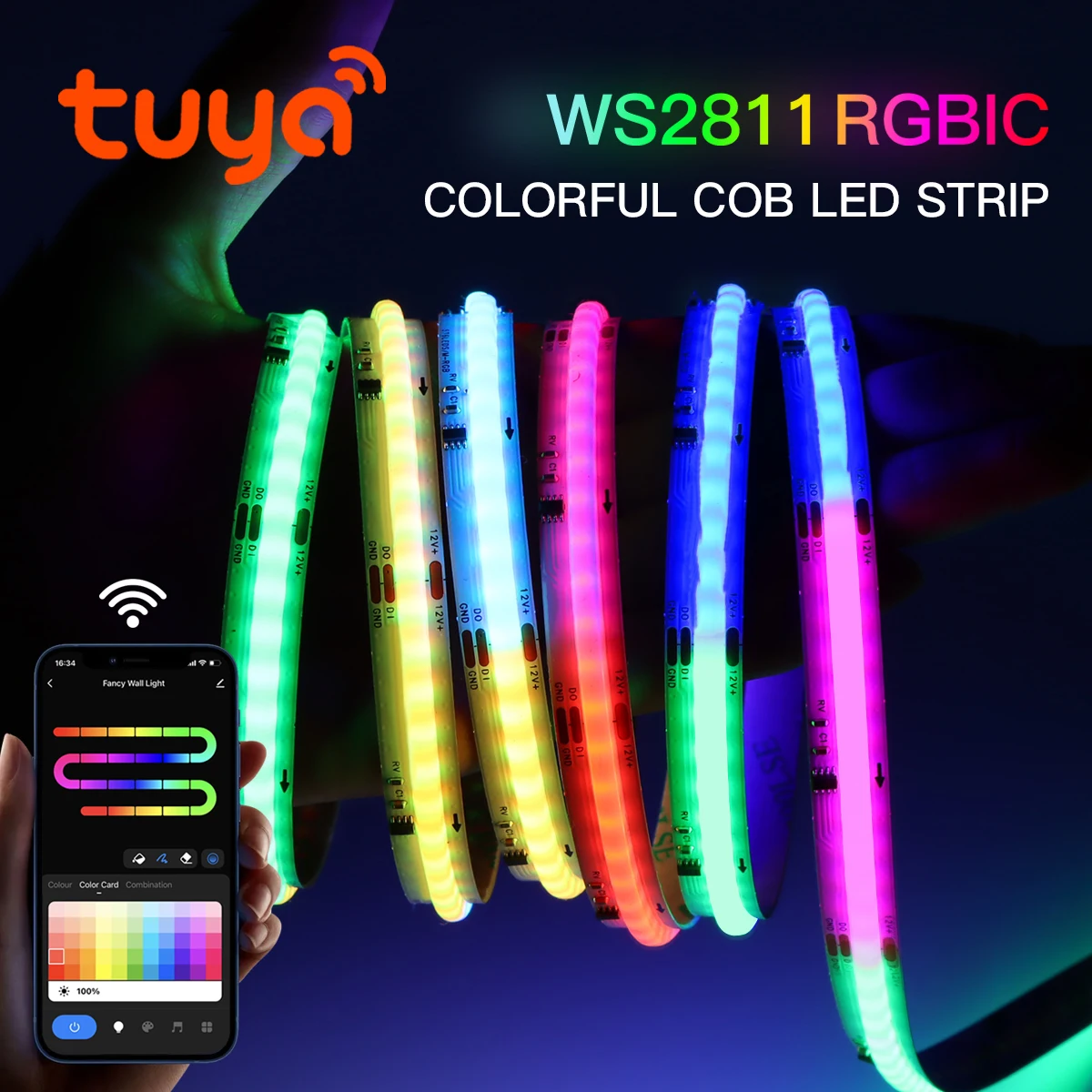 【セール中】WS2811 RGBIC COB LED ストリップ ネオンライト Tuya スマート ライフ WiFi アドレス指定可能な音楽同期追跡テープ ルーム装飾 Alexa 音声コントロール