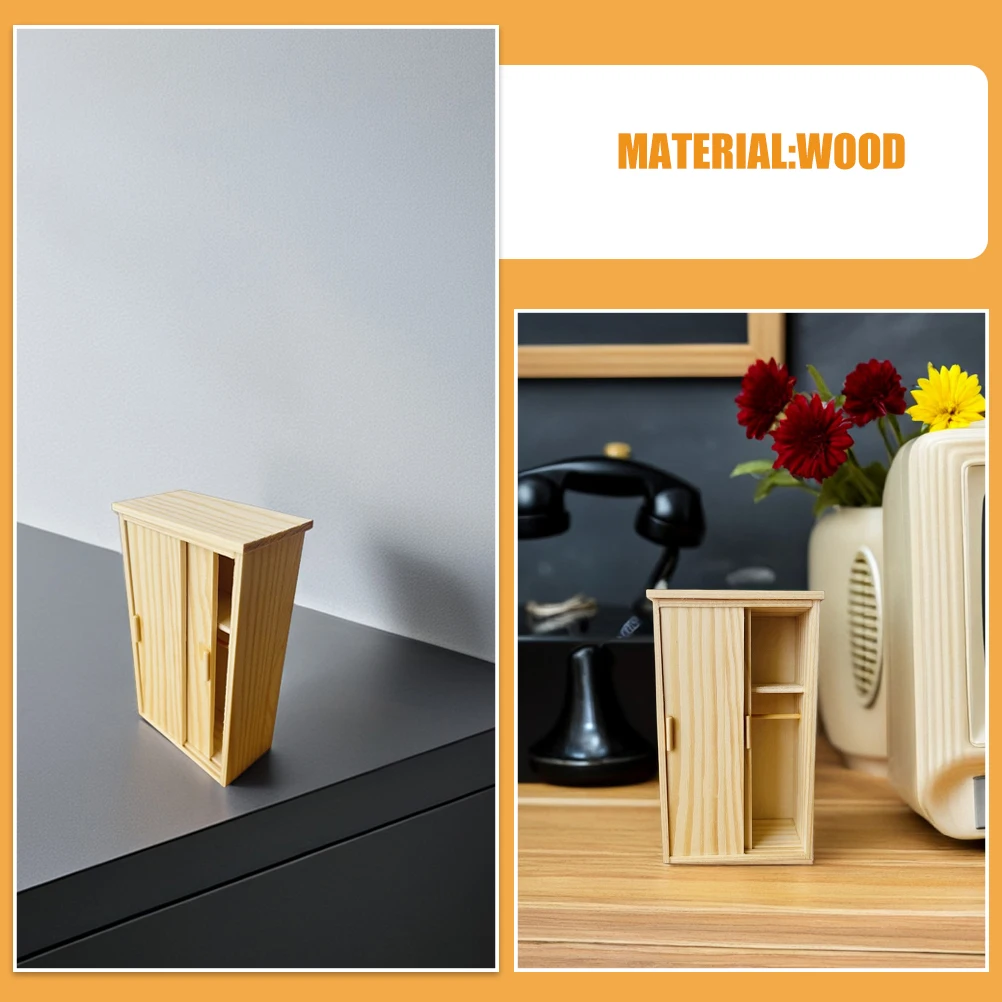 Armoire Miniature en bois pour maison de poupée, pour chambre à coucher, jardins féeriques, Style Vintage, meubles de décoration, Mini jeu de simulation