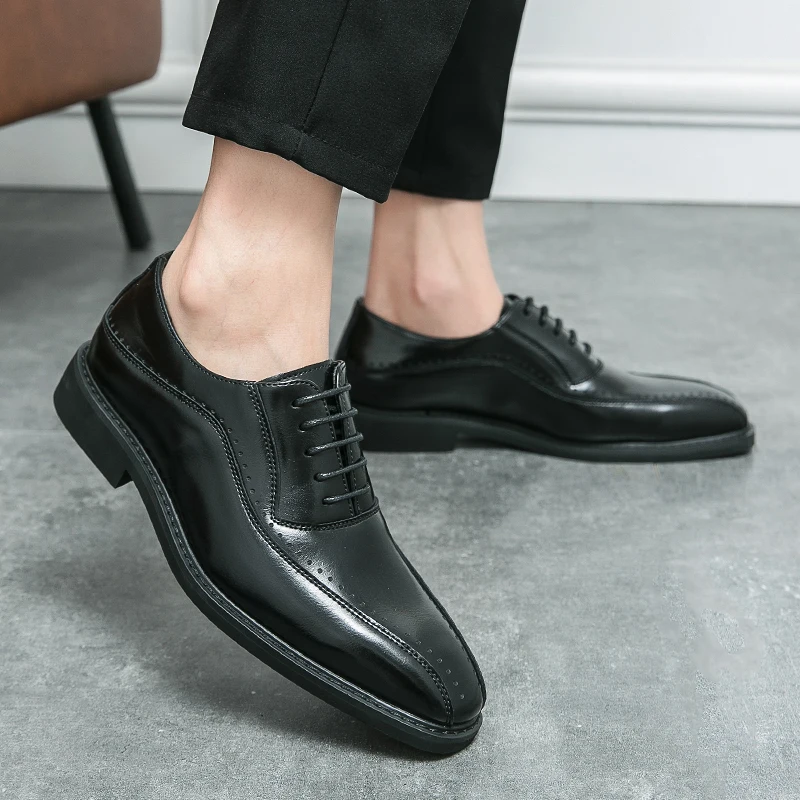 

Классические мужские кожаные туфли-оксфорды на шнуровке, модная брендовая повседневная обувь, универсальная уличная деловая обувь дерби