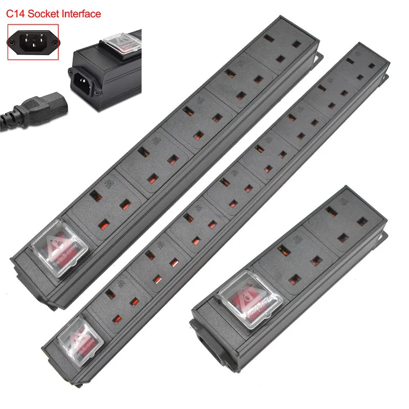 

C14 port PDU Power Distribution Unit Strip 1-9 Way UK output Socket Break Switch SOCKET