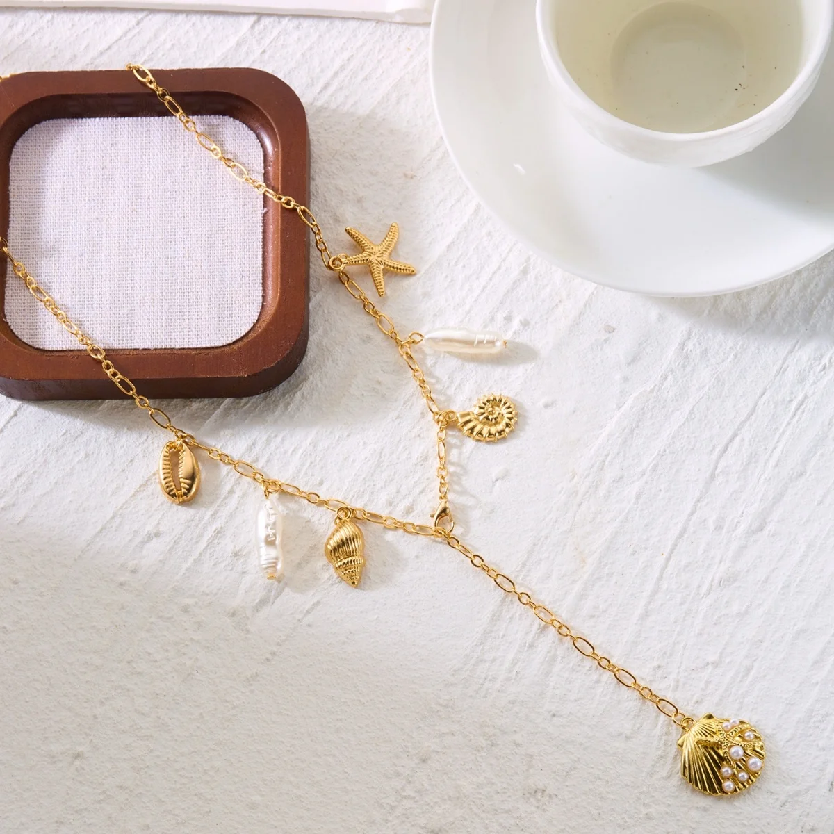 Sommerliche Muschel-Seestern-Imitationsperlen-Quasten-Anhänger-Halskette für Damen und Herren – Seepferdchen, Fisch, Muschel, Schildkröte, Delfin Choker-Schmuck – Detail 26