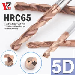 Yzh 5d hrc65 2.1mm-20mm broca de torção de carboneto com resfriamento interno ou resfriamento externo cnc de aço de tungstênio sólido para metal duro