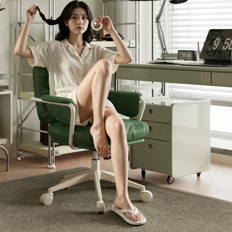 

Soft Wheels Office Chair Green Nordic Upgrade Lazy Occasional Computer Chair Ergonomic Design Sillas De Oficina Office Furniture