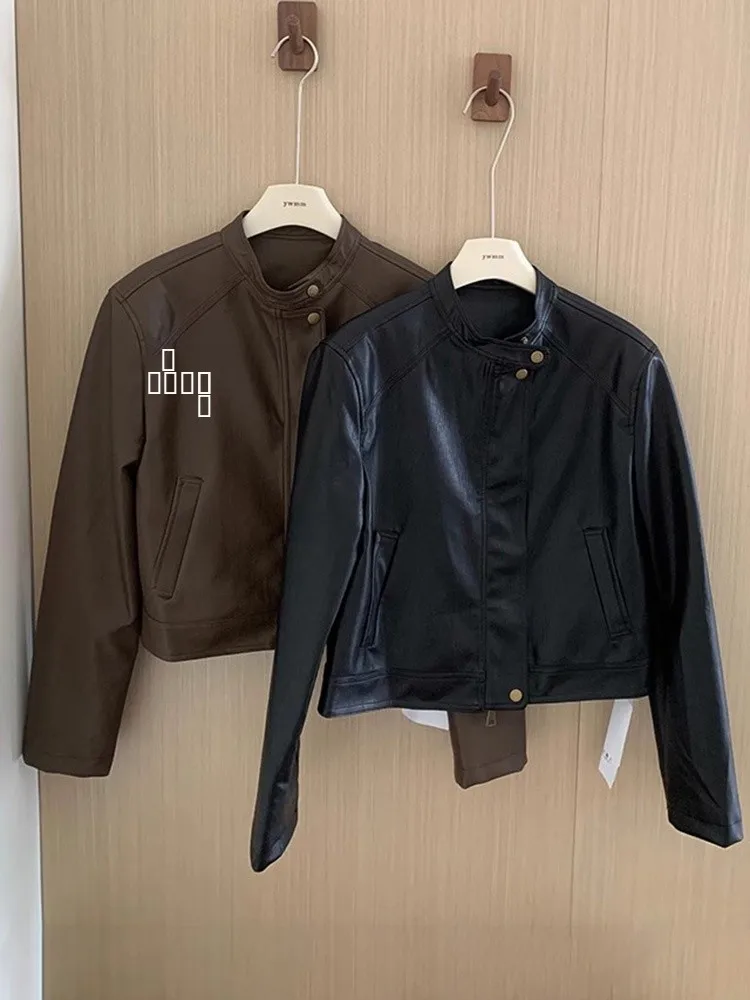 ファッショナブルな革製ジャケット レディース 2025年秋新作 韓国版 多用途アウター ハイエンド感 スリムトップ