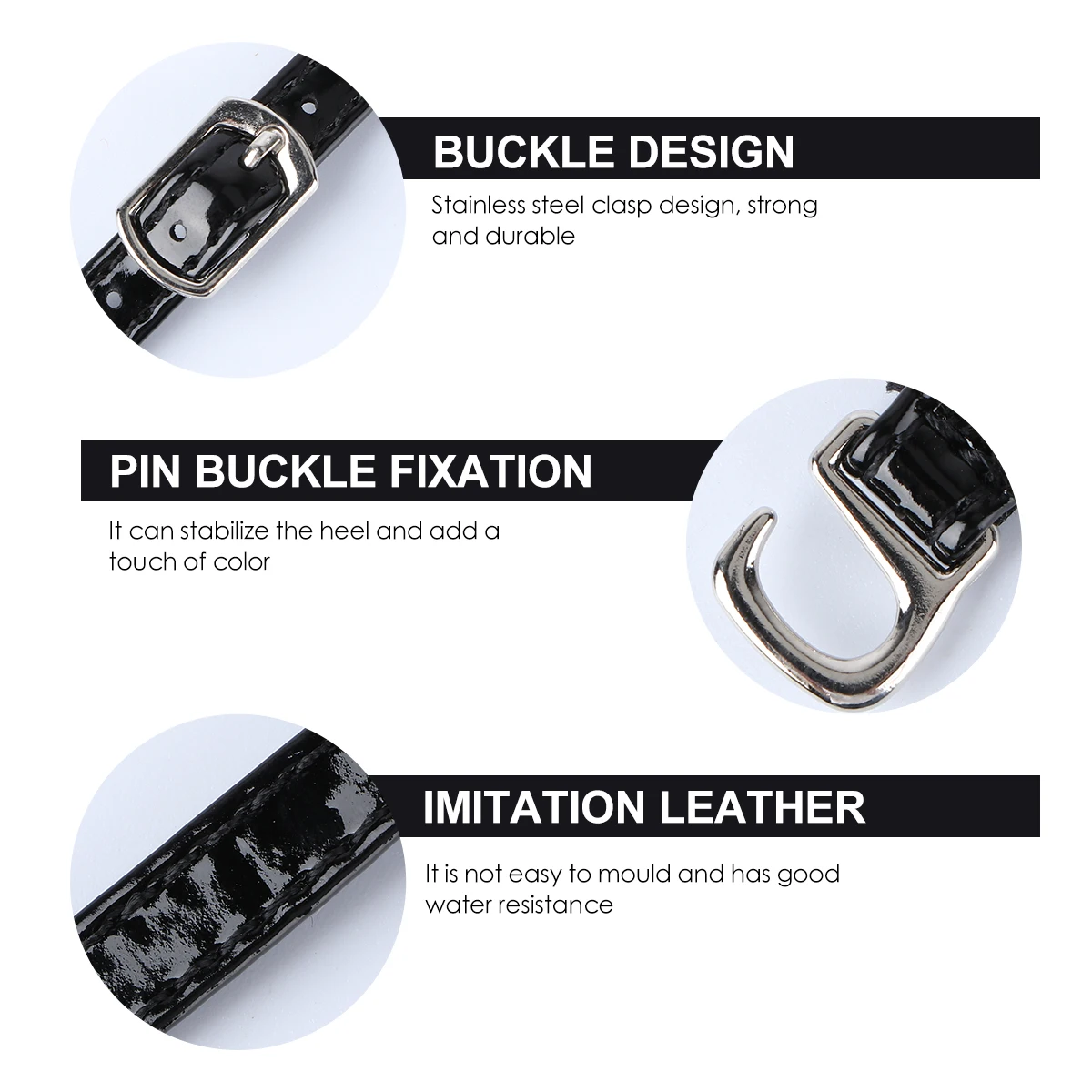 

Detachable High Heel Shoelaces Anti-drop Lightweight Elastic Straps for Shoes PU Material Various Colors Matching Heels Shoe