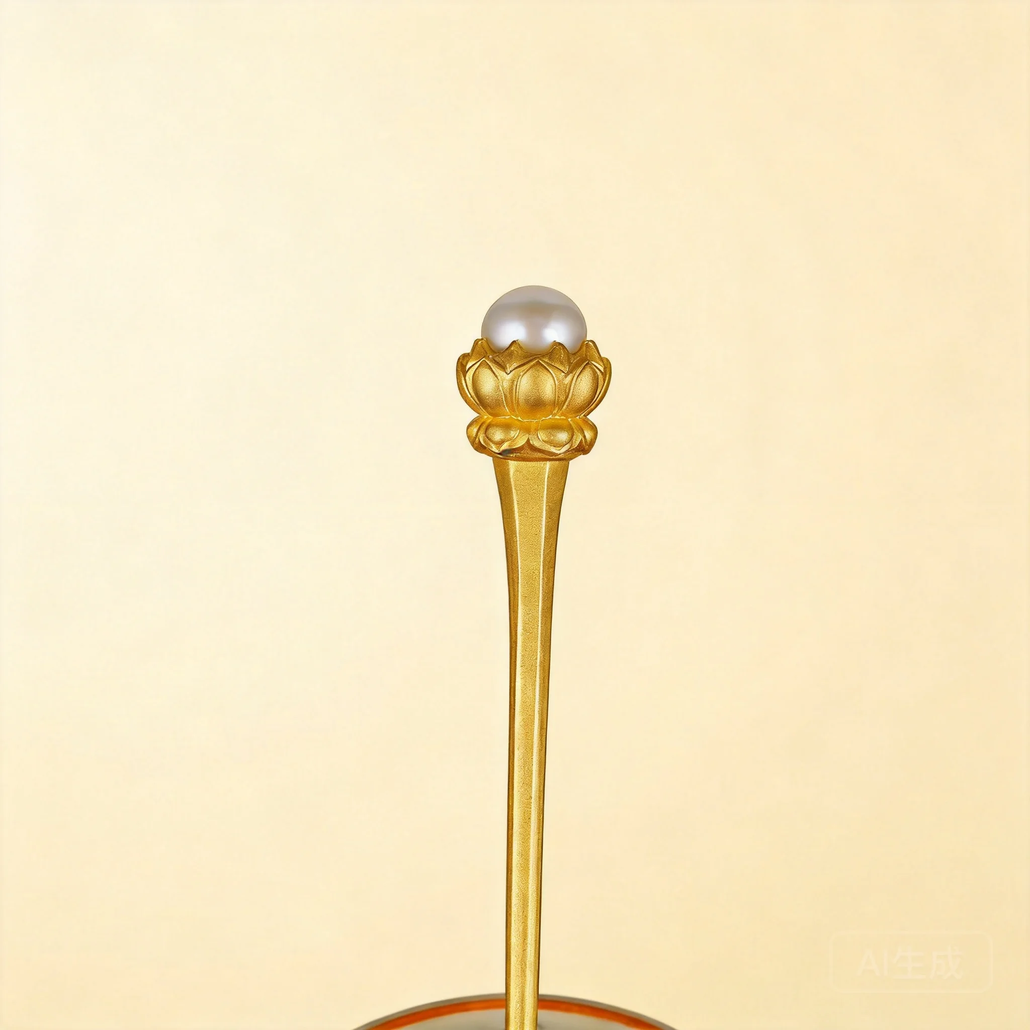 

Chinese Style Lucky Lotus Copper Gold Plated Hair Stick With Pearl Blessing Fortune Retro Hairpin For Hanfu Cheongsam Daily Hair