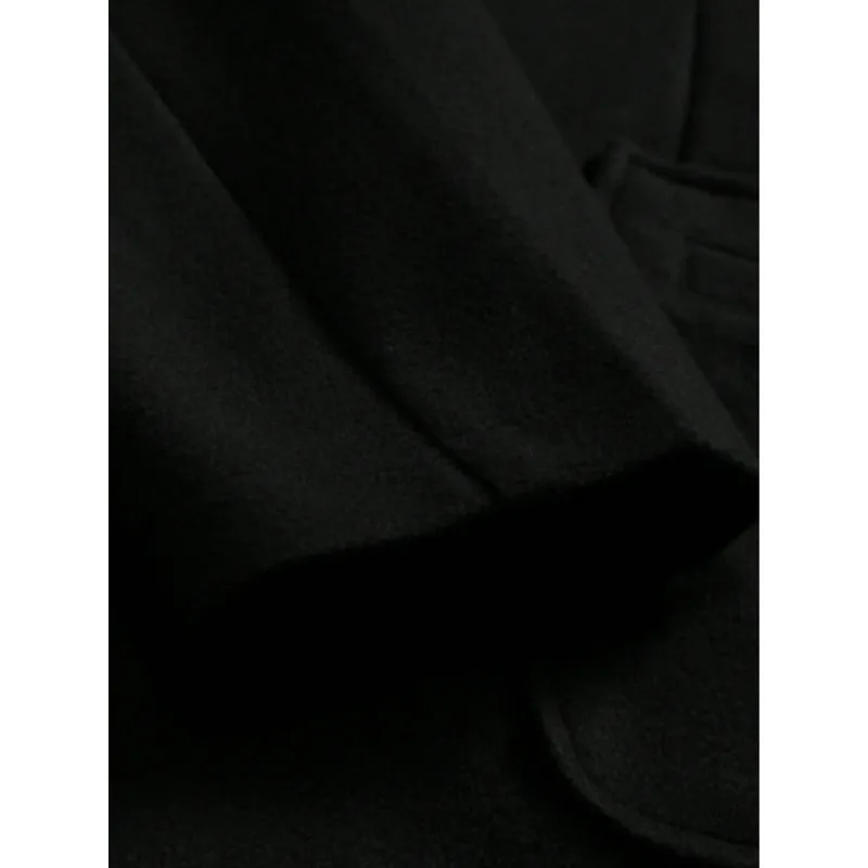 KIDWHXR Herren-Mantel, Herbst-Winter, doppelreihige Jacke aus Wollmischgewebe, Herren, lange Ärmel, mit Taschen, mittellange Länge, lässige Herren-Oberbekleidung. – Detail 7