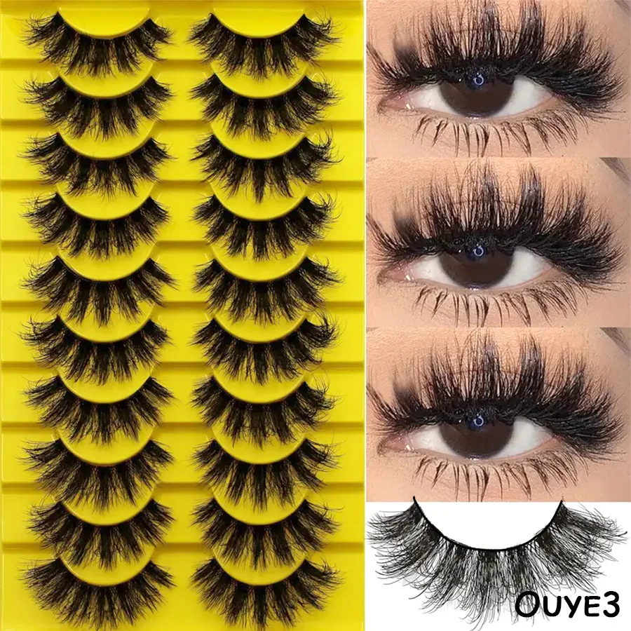 10ペア 低刺激性 DDカール スラヴ風ボリュームつけまつげ 太くてボリュームのあるフルストリップ 大きな3Dカーブでドラマチックなアイメイクに