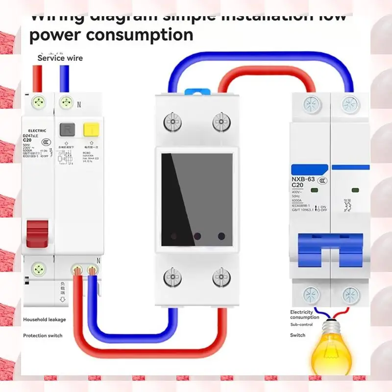 ABGN GR2P 100A Smart Electricity Meter Tuya Wifi Din Rail Power Energy Meter Digital Display Monitor Voltage Curve Ammeter