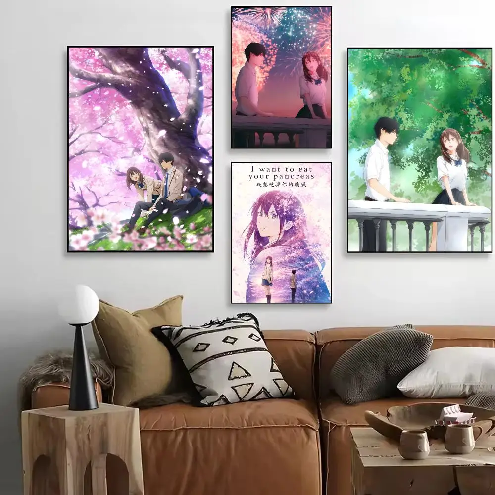 I Want To Eat Your Pancreas Poster HD Art Retro Self-adhesive DIY Room Home Living Room Club Wall Decor Gift