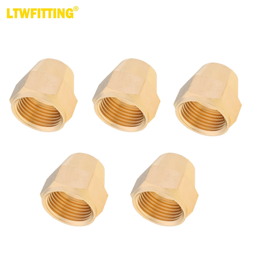 

LTWFITTING Brass 5/8" OD Short SAE 45 Deg Flare Nut,Brass Flare Tube Fitting(Pack of 5)