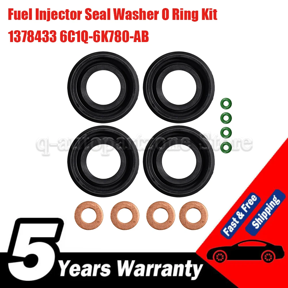 1378433 6C1Q-6K780-AB Fuel Injector Gasket Seal Set For Ford Transit FIAT Peugeot Citroen Land Rover O Ring Washer Kit