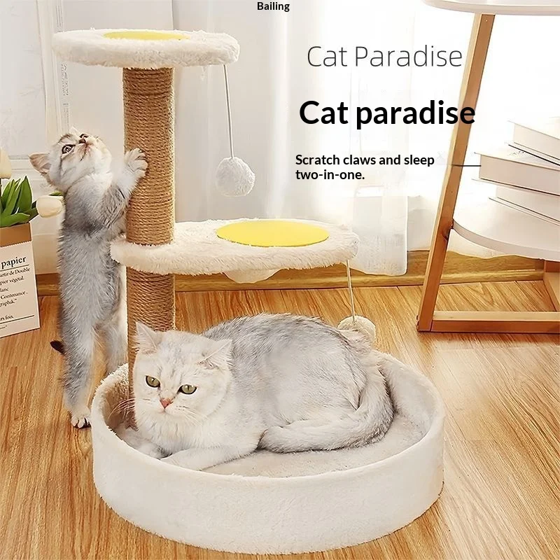 Árbol rascador de sisal con cama antiarañazos y multinivel para gatos - imagen 4