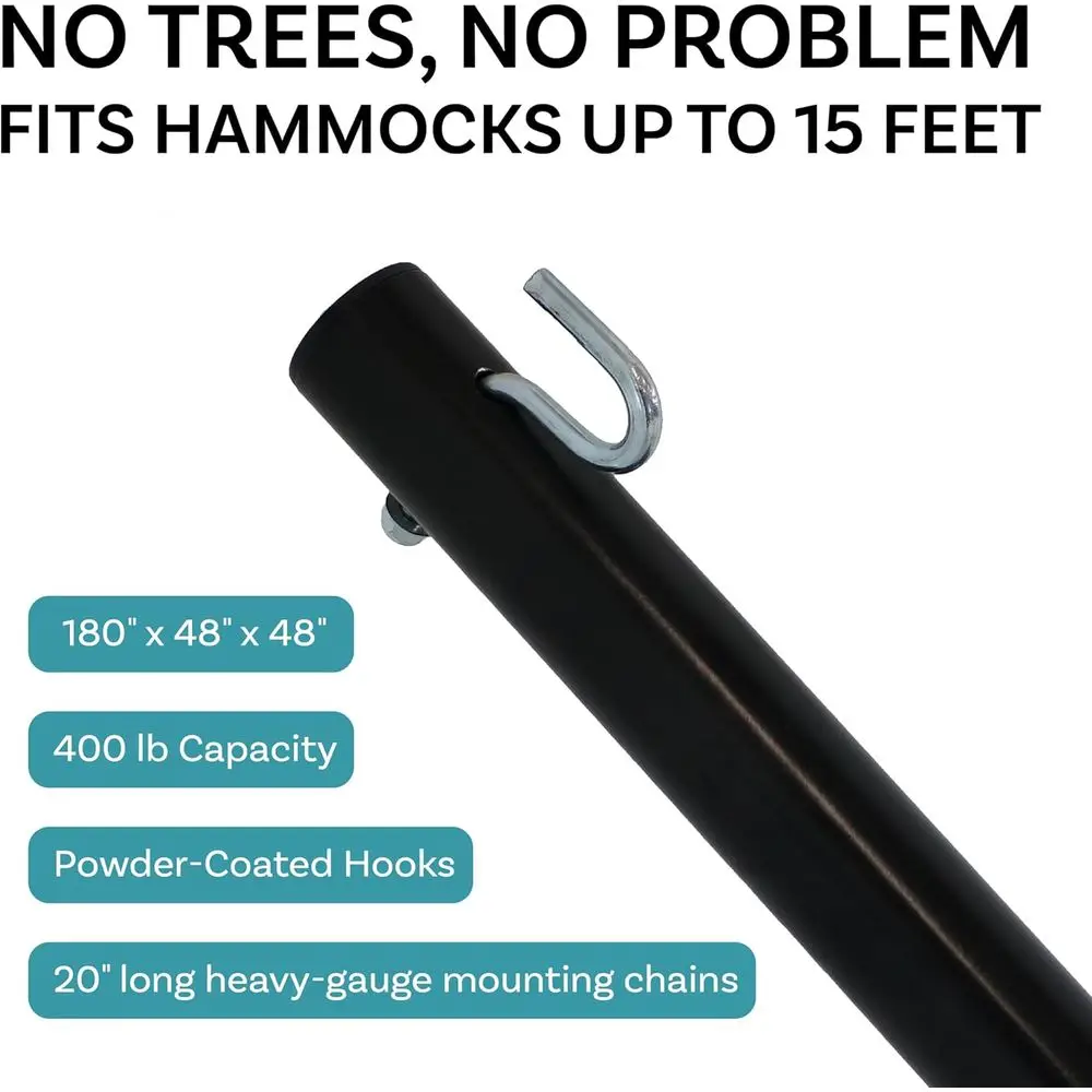 Double Hammock Stand or Outside - 400-Pound acity Indoor/Outdoor Hammock e - Black Powder-Coated inish - 15-oot