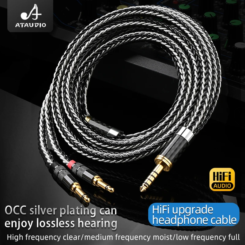 Cable for Headphone 1 to 2 jack dual 3.5 OCC Silver Plated 6.5mm 3.5mm 4.4 2.5 XLR Balance Earphone Cable for players Earphones