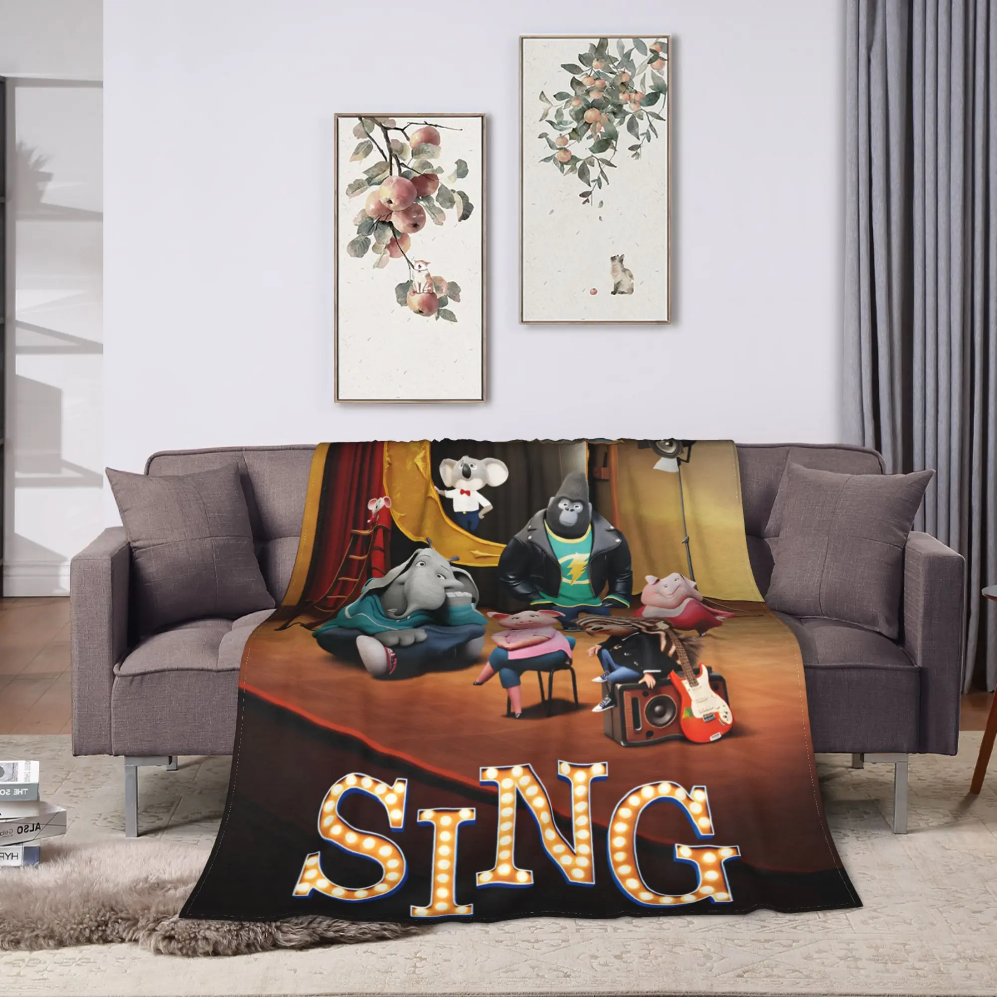Warm Soft Blanket Camping Sing 2 Movie Characters Buster Ash Bedding Throws  Flannel Bedspread For Couch Chair Sofa Bed Cover