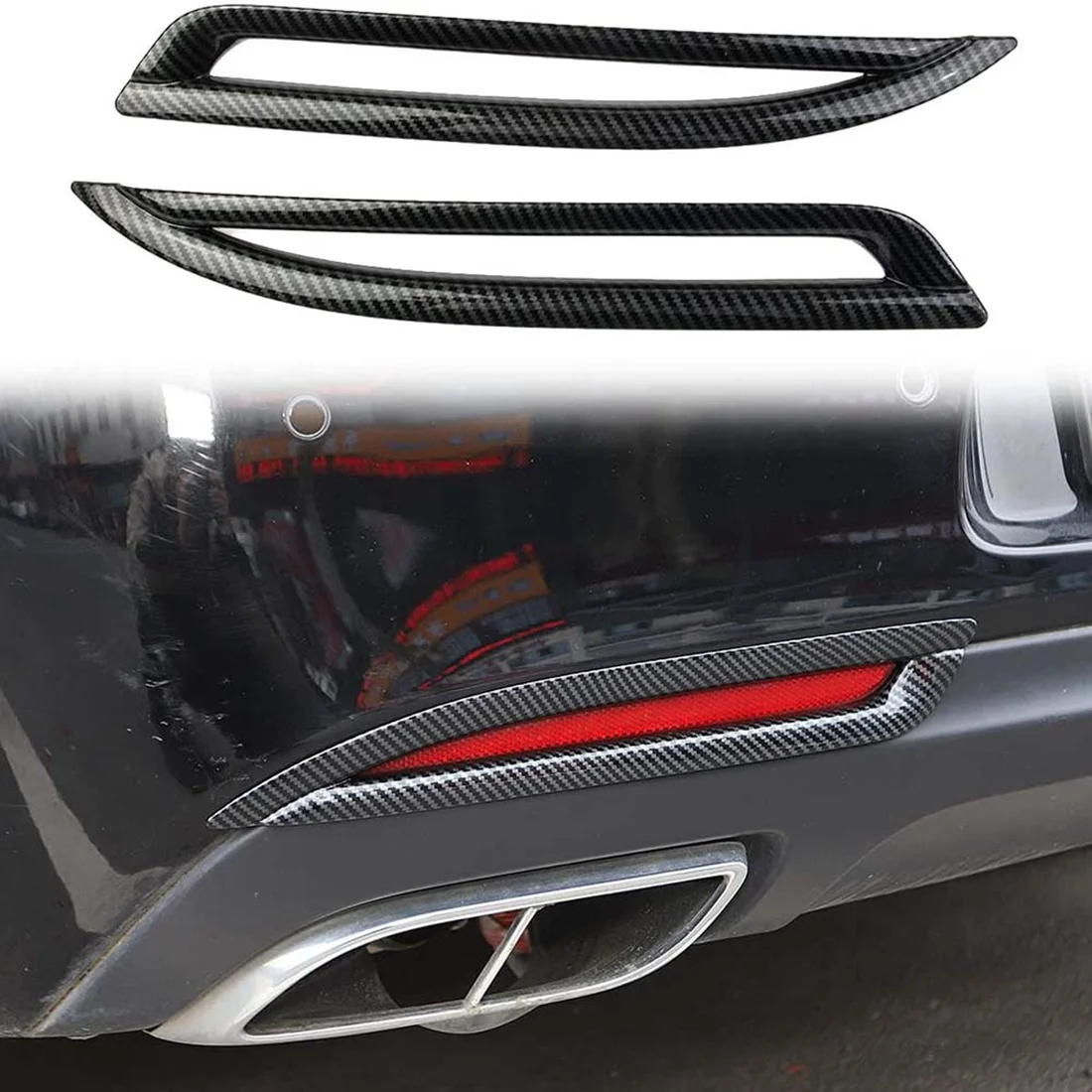 Rear Bumper Fog Cover Trim for 2015-2021 Chrysler 300/300C Accessories, ABS Carbon Fiber