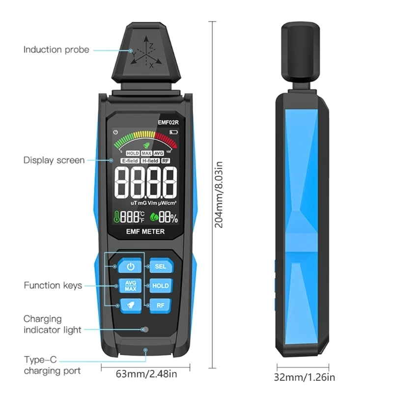 Penganalisis EMF Radiasi Deteksi Radiasi Meter Medan Elektromagnetik Drop ship