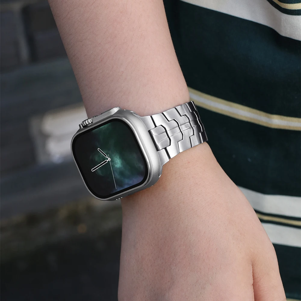 Apple Watch Ultra 2 49mm 46mm 45mm 44mm 42mm、iWatch SE 10 9 8 7 6 5 4 3対応 ステンレススチール製バンド/ストラップ/リストバンド