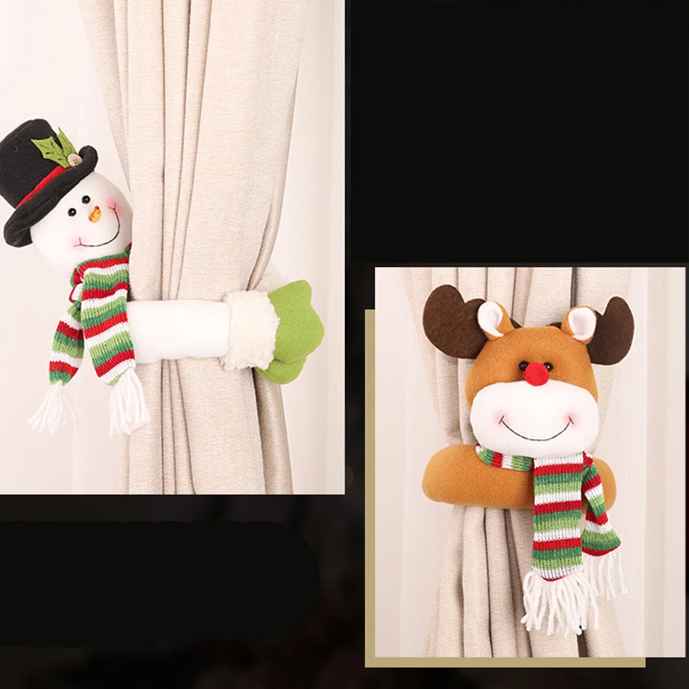 

Christmas Snowman Curtain Buckles Cute Elk Shape Bright Colors Decorative Accessories for Window Atmosphere