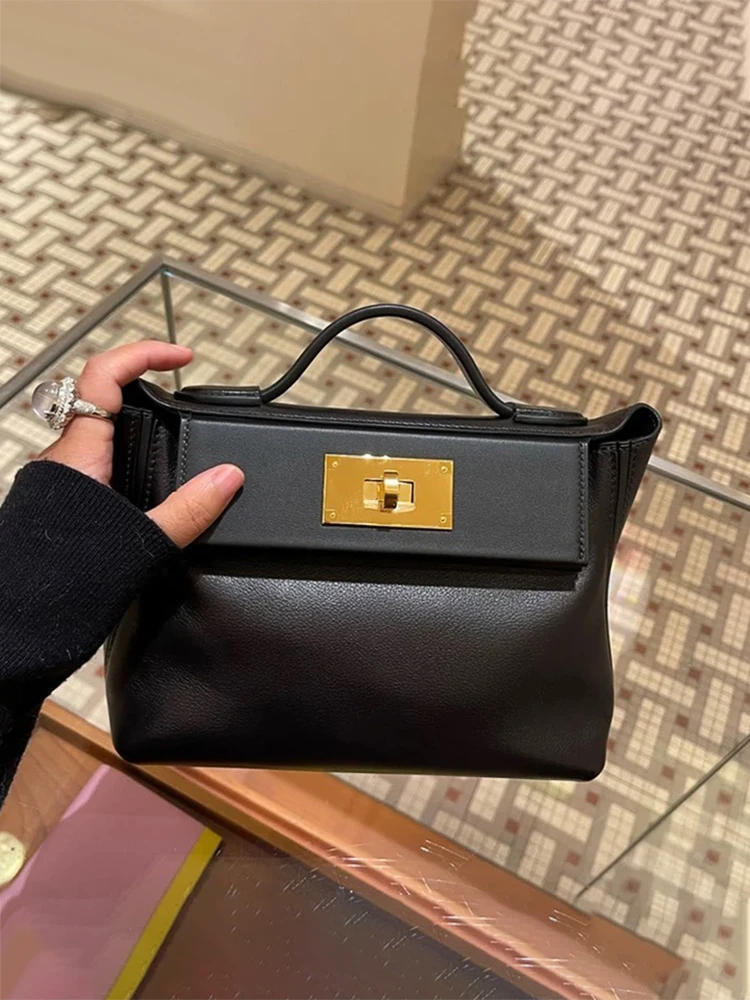 High-End Semi-Handmade Genuine Leather  Bag Women 2424 Bag  New Shoulder Shoulder Portable Small Bag