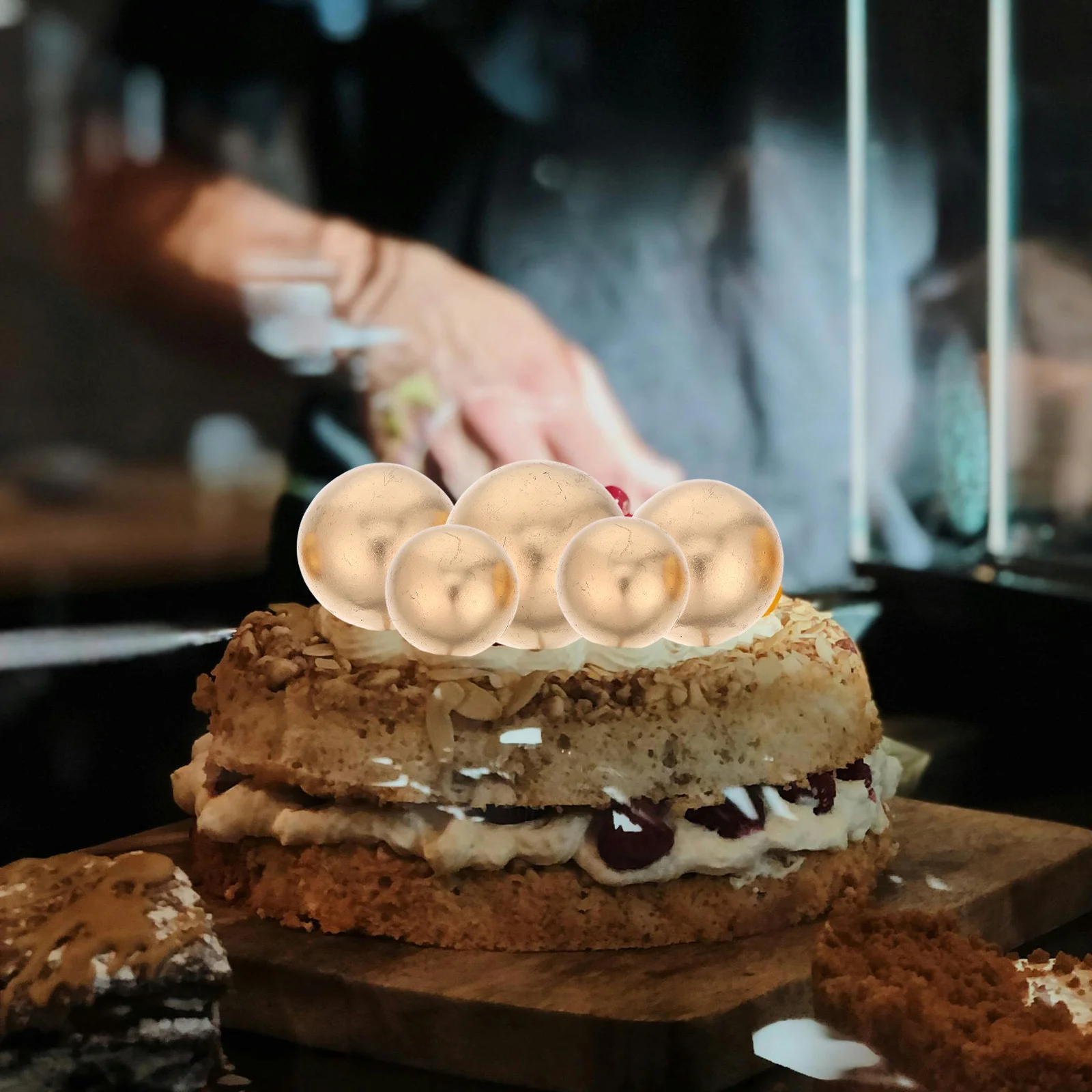 

60Pcs Cake Decoration Picks Metallic Gold Ball Toppers Assorted 2Cm 3Cm Sphere Cupcake Inserts for Birthday Wedding Baby Shower