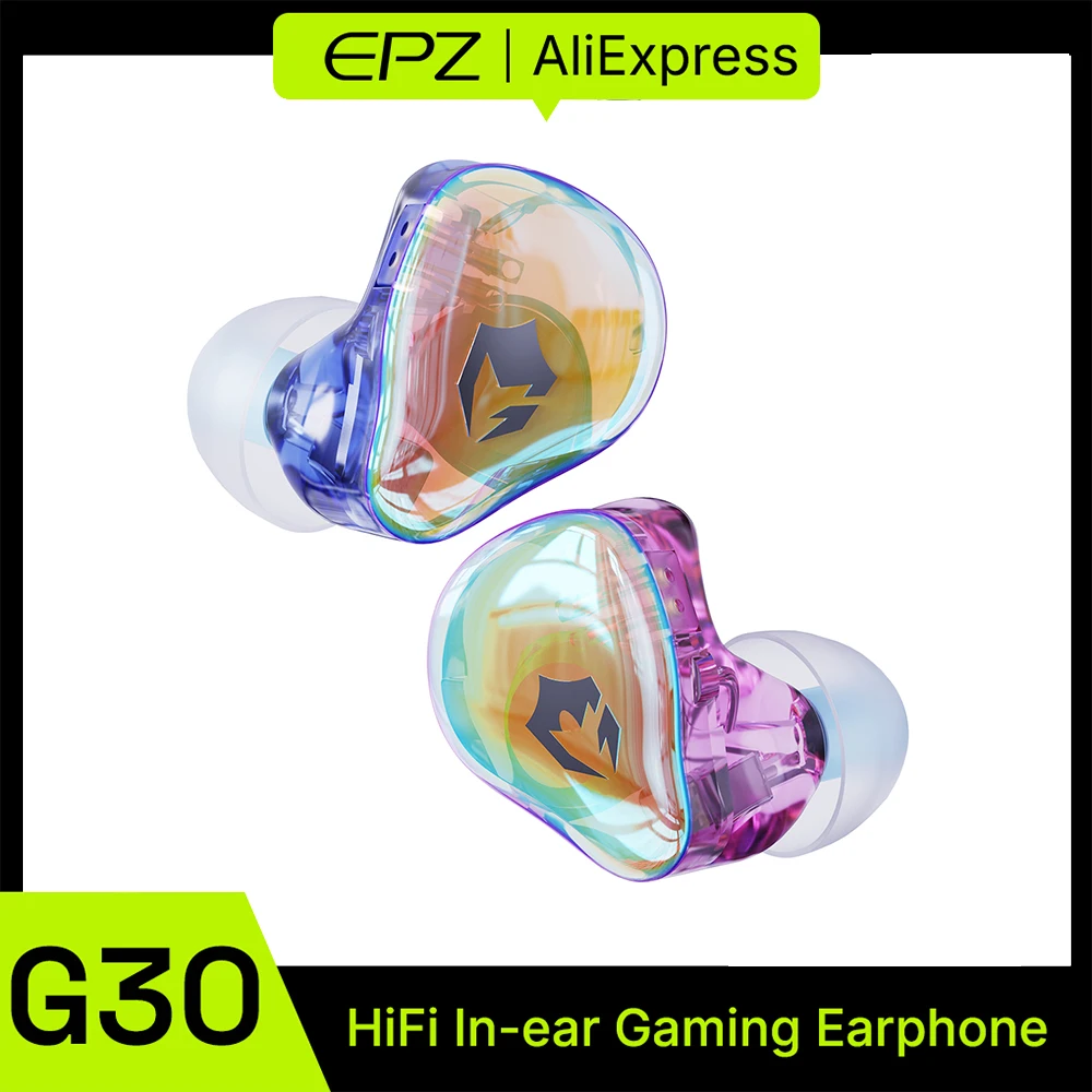 EPZ G30 HiFi Gaming Earphones 1DD1BA Hybrid Driver AI Noise Reduction Wired Headphones Customizable Patterns For E-Sports Game