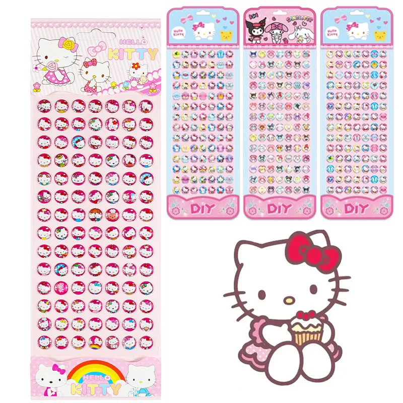 3D Hello Kitty Gemstone Stickers Cartoon 98 Kuromi Sanrio My Melody long card Diamond Sticker For Kids Child&Girls Cute Toy Gift