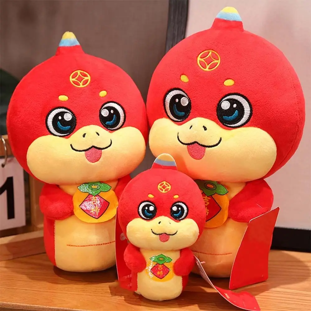 Cute Zodiac Blessing Snake Doll Soft Cartoon Snake Year Mascot Toy Stuffed Anime Snake Plush Doll Toy Company Annual Meeting