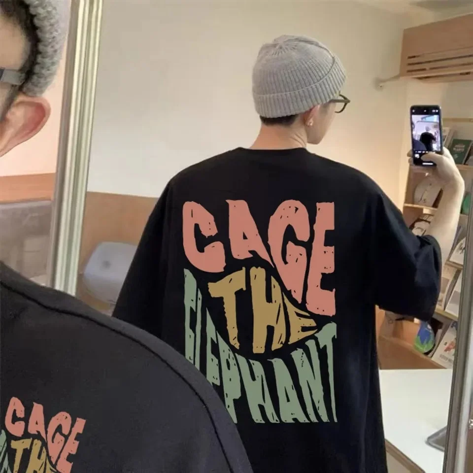 

Crew Neck T - Shirt with Alt - Rock Creative - Inspired Graphic Featuring Cage The Elephant Art for Music Enthusiasts