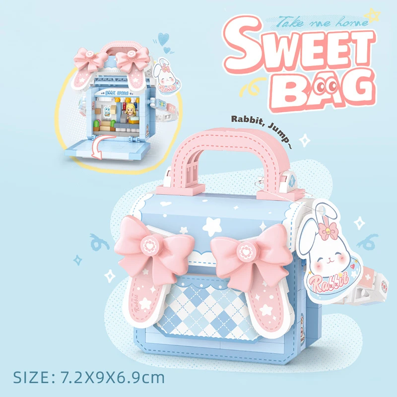 กระเป๋าถือแมว Building Blocks Creative ประกอบของเล่น Kawaii เดสก์ท็อปเครื่องประดับตกแต่งสาวของขวัญวันวาเลนไทน์