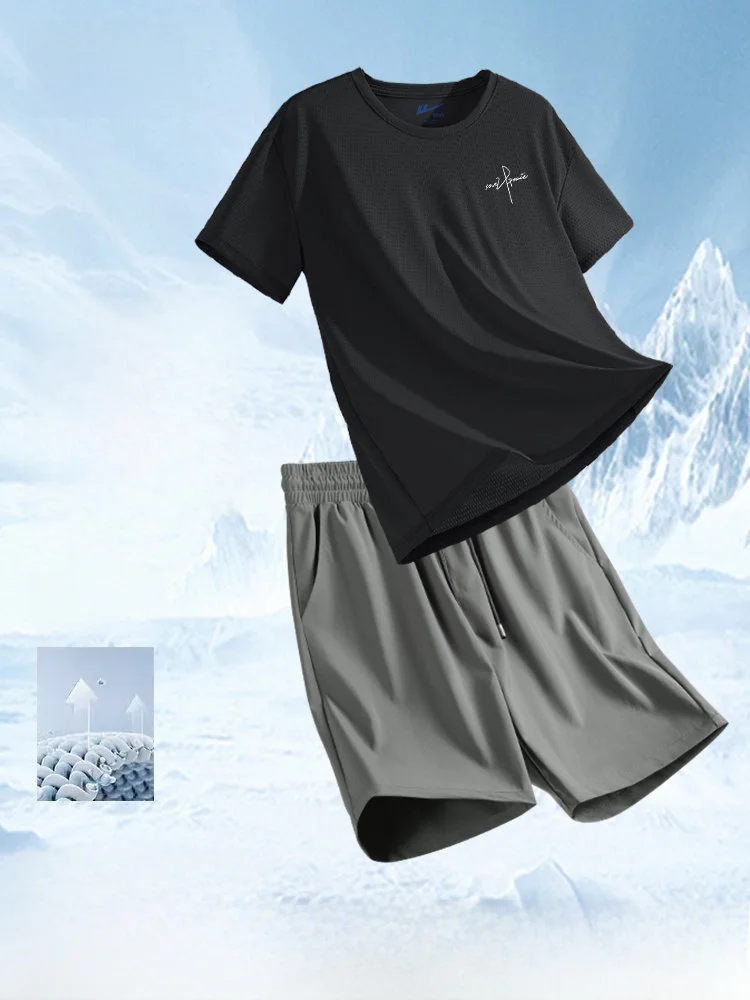 

Летний комплект Warrior Boys: футболка из ледяного шелка с быстрым высыханием и дышащими свойствами, а также спортивные брюки 3/4 длины для фитнеса и повседневной носки.