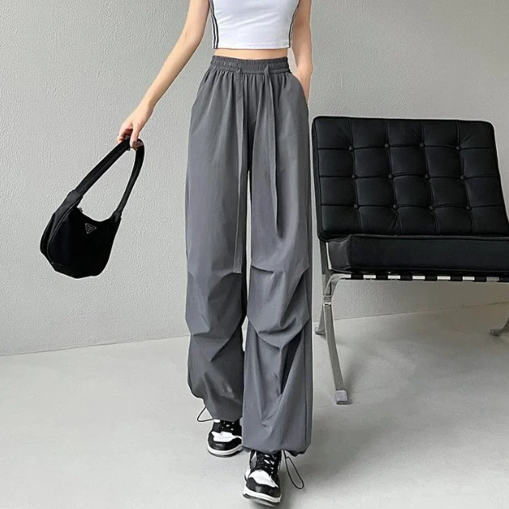 

Apricot High Waist Pants Casual Womens Pants Paratrooper Design Polyester Fabric Solid Color Pattern All Seasons Wear
