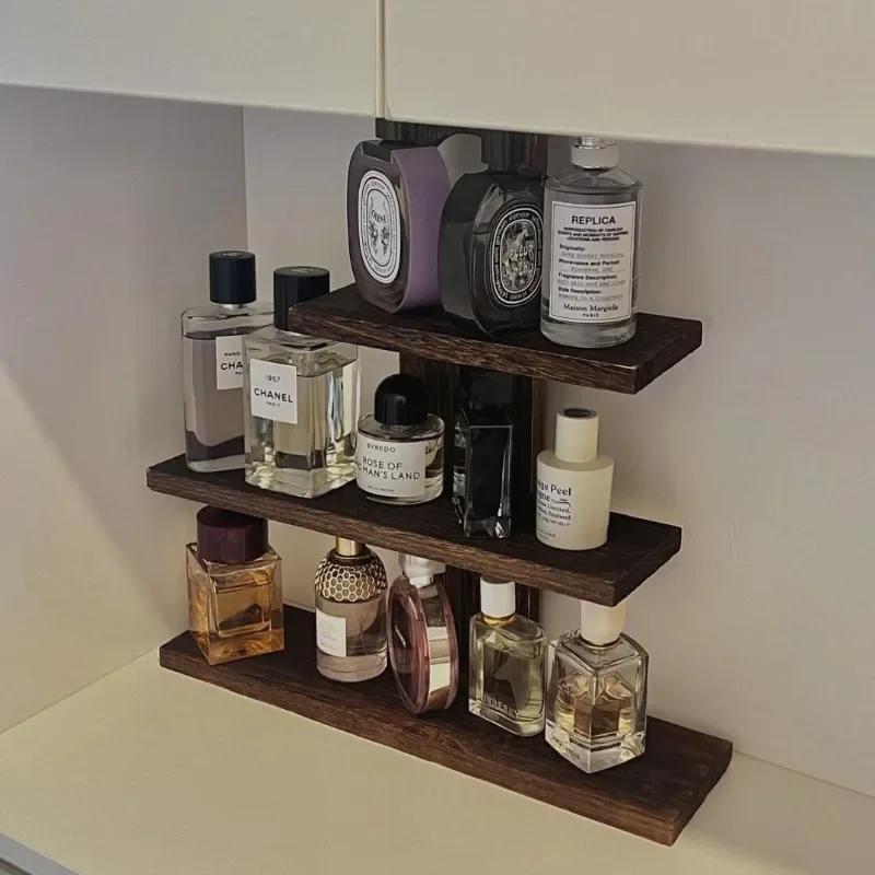 Vintage Perfume Display Rack Desktop Wood Cosmetics Cup Storage Shelf Multi-layer Aromatherapy Display Coffee Cup Storage Rack