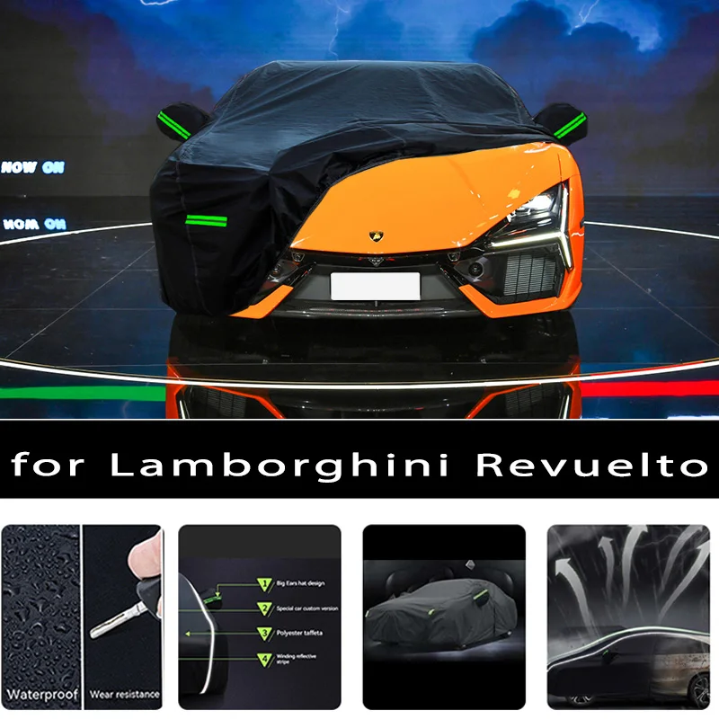 

For Lamborghini Revuelto Car Covers Outdoor Waterproof Sun Rain Snow Protection UV Auto Cover 190T Car Protective Full Covers