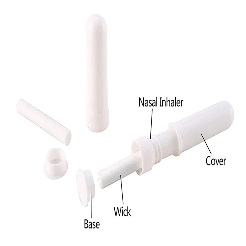 Tubo de inhalador Nasal blanco, 30 Uds., con núcleo de algodón, portátil, recargable, muestra de aromaterapia, contenedor de succión Nasal, Perfume