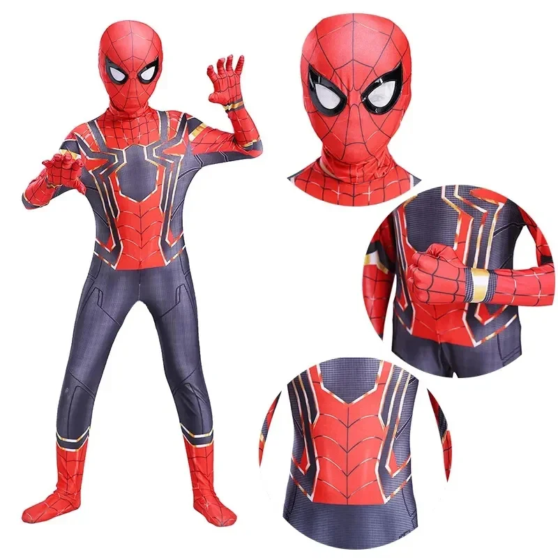 Superhero Spiderman Costume Iron Spider Cosplay Peter Benjamin Parker Zentai Bodysuit Spider Man Halloween Party Costumes