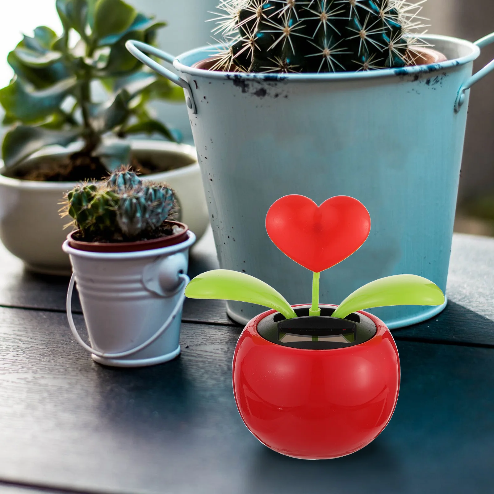 

2Pcs Automatic Swing Solar Car Ornaments Plastic Heart Dashboard Decoration Office Window ABS Material Summer Gifts