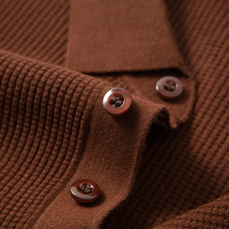 Men's Thin Knit Short Sleeve Polo Shirt, Rayon Blend Fabric, Soft Touch, Business Casual Style, Dark Brown, Slim Fit Top