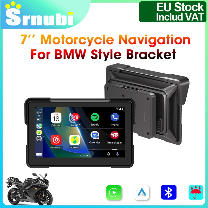 Radio de moto Srnubi 7 pouces pour BMW R1200GS/ R1250GS/ R1300GS /S1000XR, Carplay sans fil et Android Auto, Navigation GPS PND