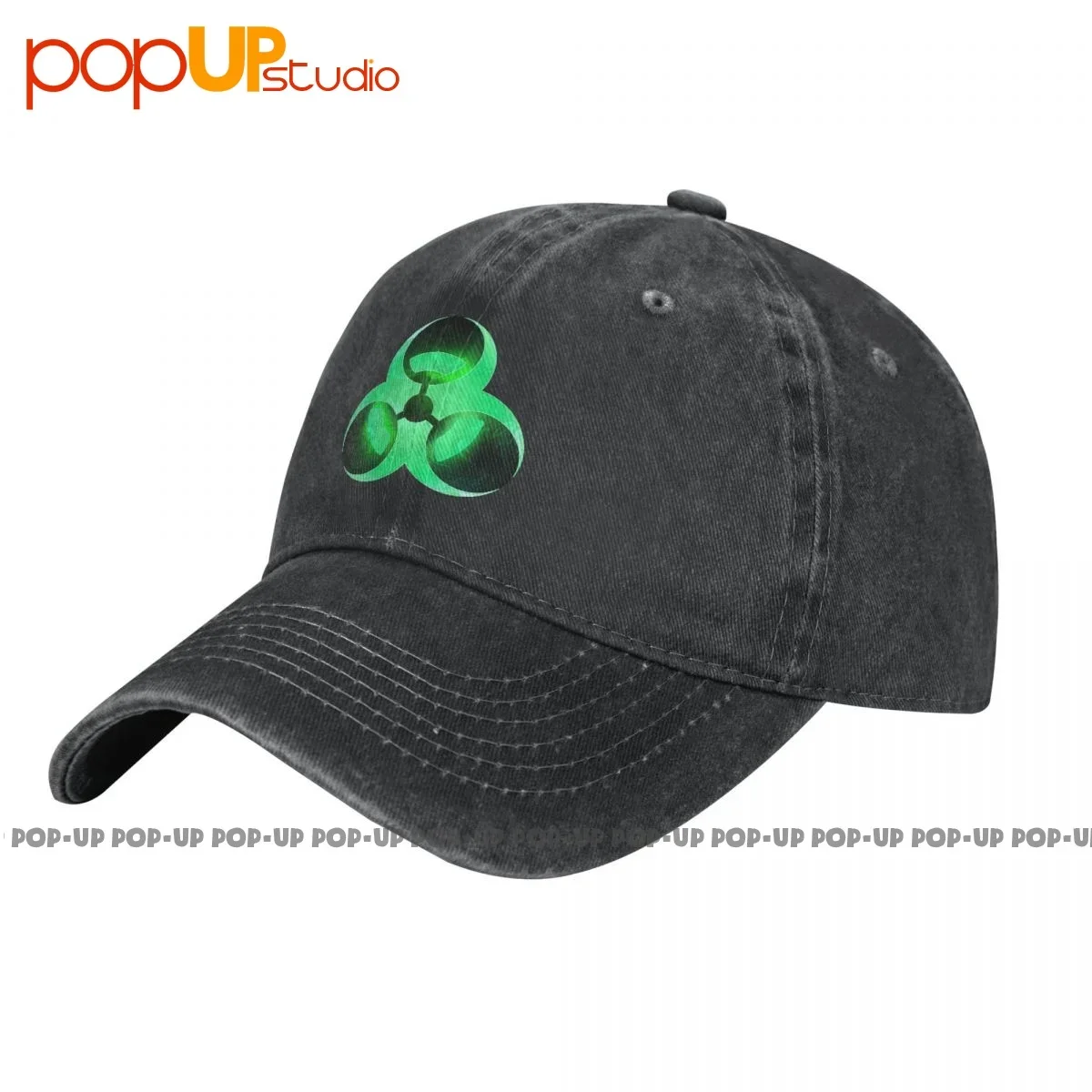 Biohazard Toxic Waste Symbol Green Cool Danger Warning Radioactive Logo Washed Denim Baseball Cap Trucker Hats Premium