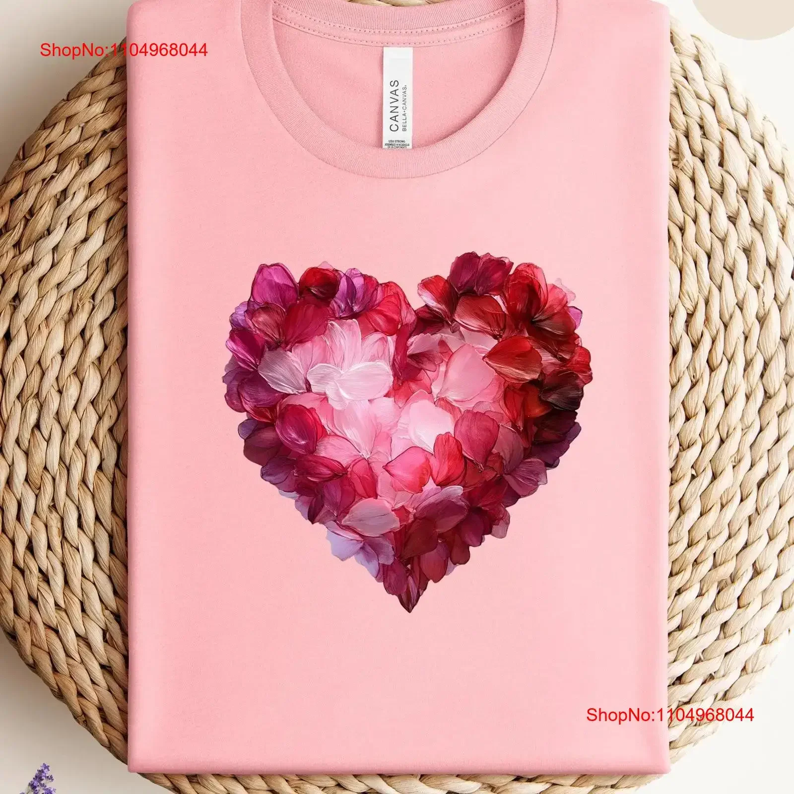 Heart Flower Petals T Shirt Colorful Valentine's Floral for Her Women's vintage Washed Soft graphic Casual Stylish homme