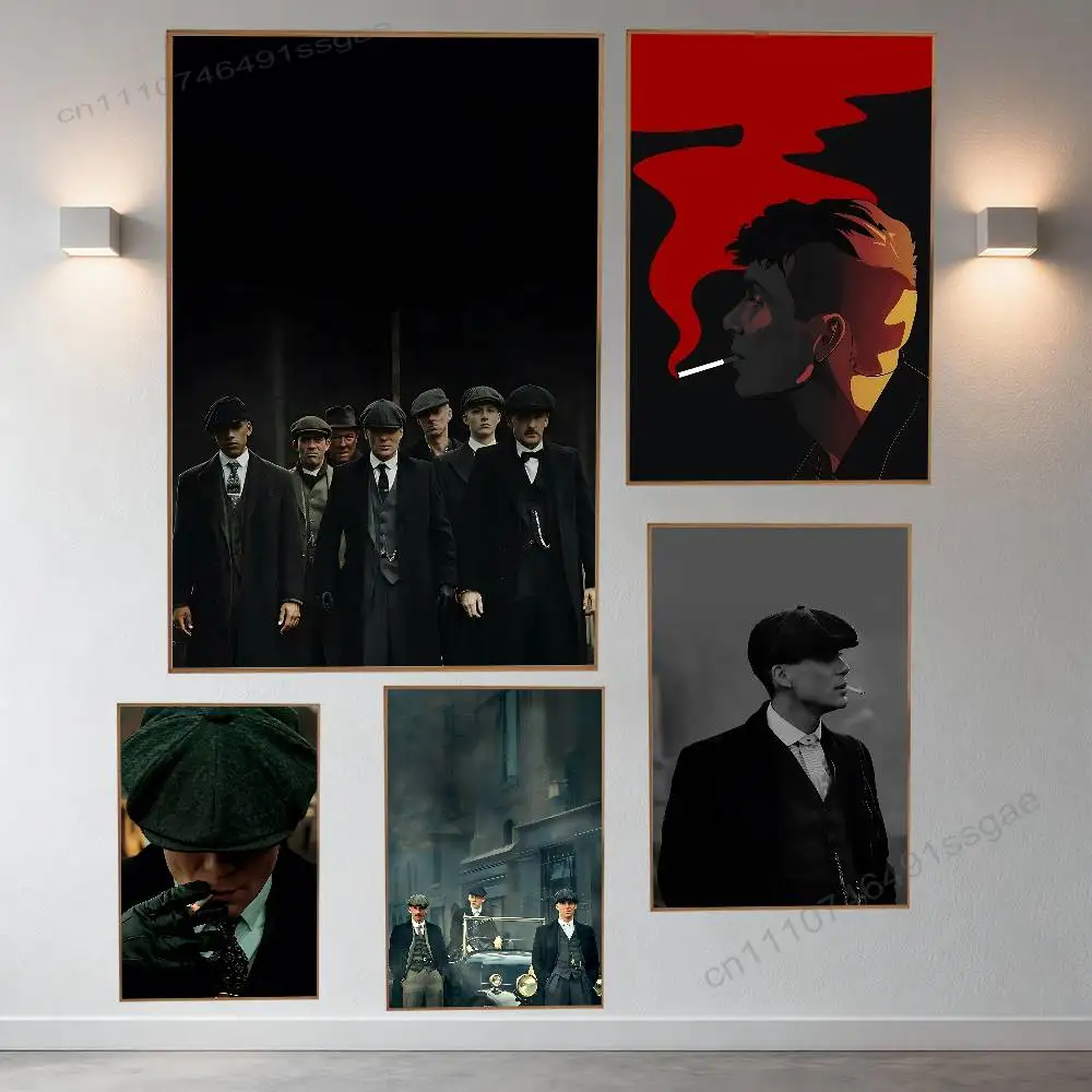 P-Peaky B-Blinders Tommy Retro Fashion Pictorial Poster Sticky Poster Paper Sticker DIY Room Bar Cafe Wall Decor Gift
