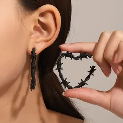 1pair Gothic Heart-Shaped Thorns Earrings - Hip-Hop Punk Style for Holiday Parties