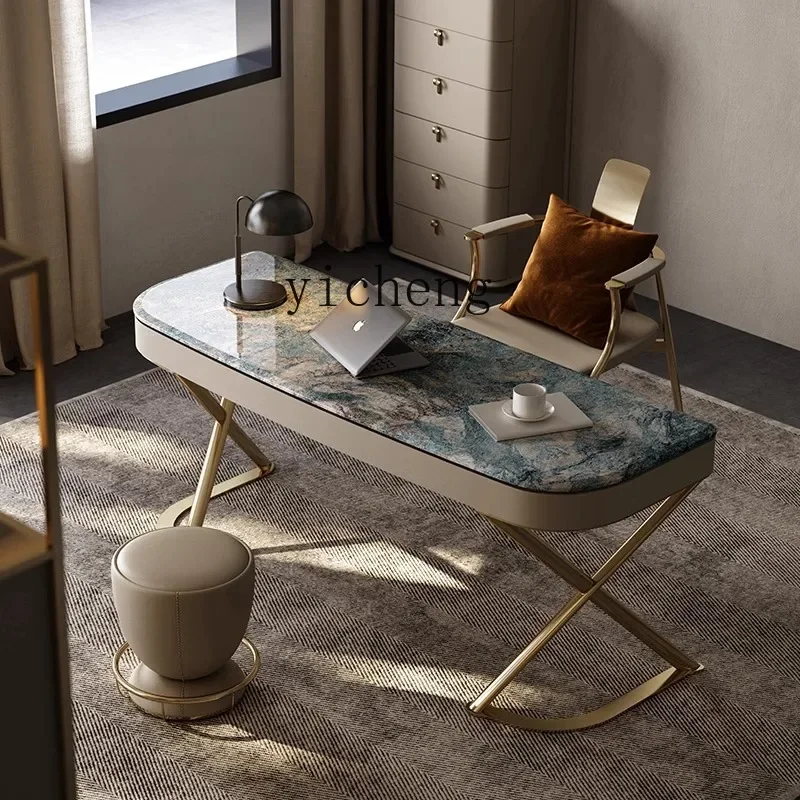 y9.1-  minimalist desk deluxe study computer desk natural marble writing desk