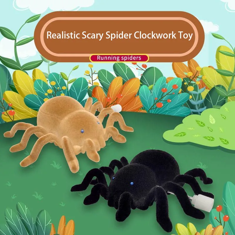 สมจริง Wind Up Flocking แมงมุมน่ากลัวของเล่นวันเอพริลฟูลส์ของเล่นเล่นตลกจําลองแมงมุมเด็กสนุก Interactive Clockwork ของเล่น