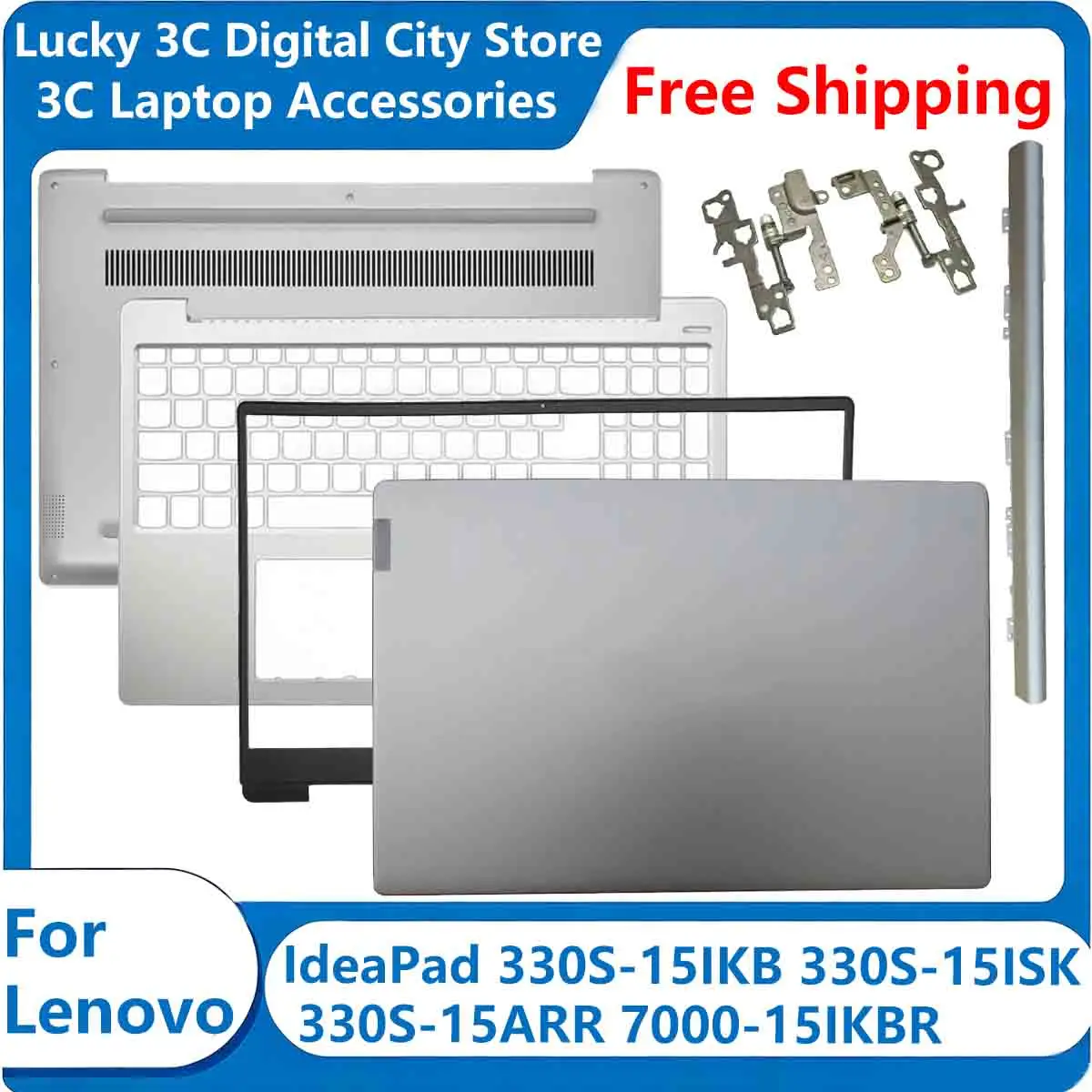 Neuer Ersatz-Laptop für Lenovo IdeaPad 330S-15IKB 330S-15ISK 330S-15ARR 7000-15IKBR LCD-Rückabdeckung, Rahmen, Handballenauflage, unteres Gehäuse