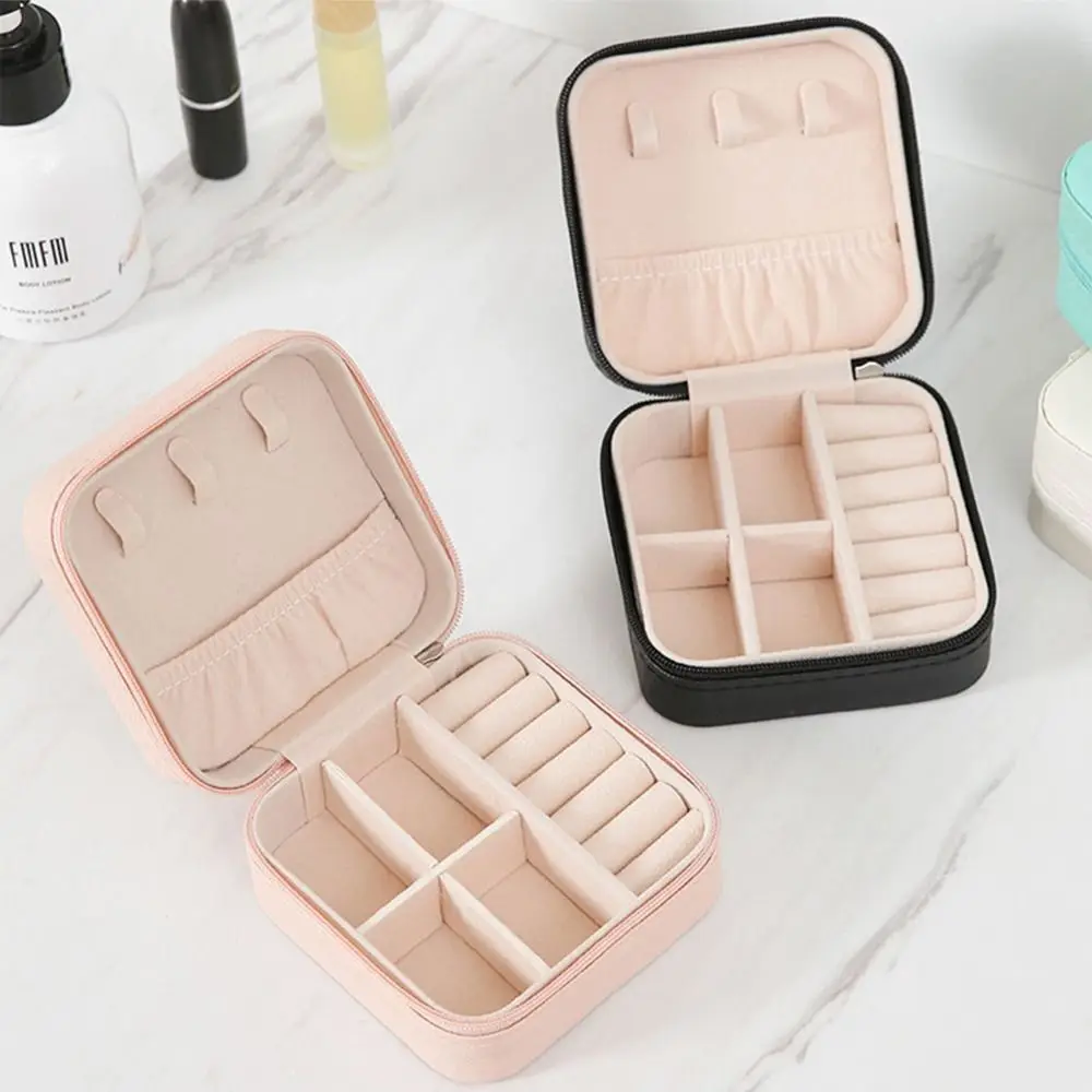 Cute PU Leather Jewelry Box Simple Design Macaroon Style Portable Jewelry Box Mini Size Display Case Storage Solution