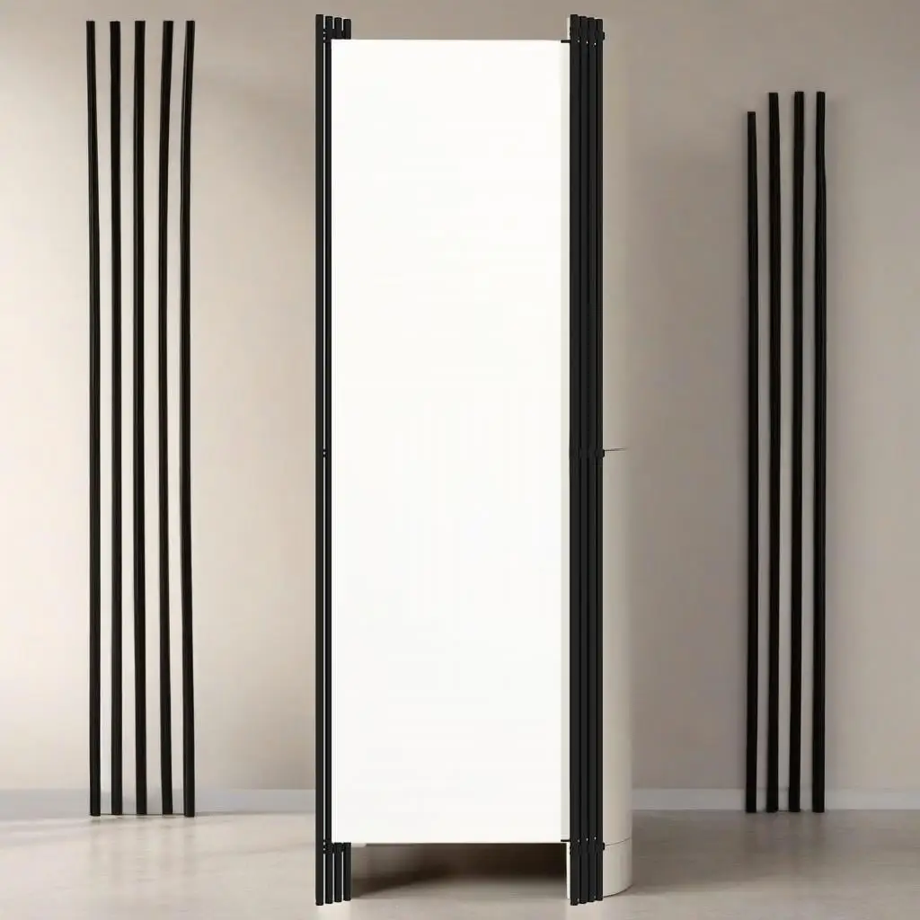 4-Piece White Room Divider 200x180 cm - Stylish Privacy Screen for Home Decor